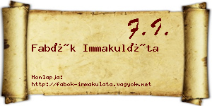 Fabók Immakuláta névjegykártya